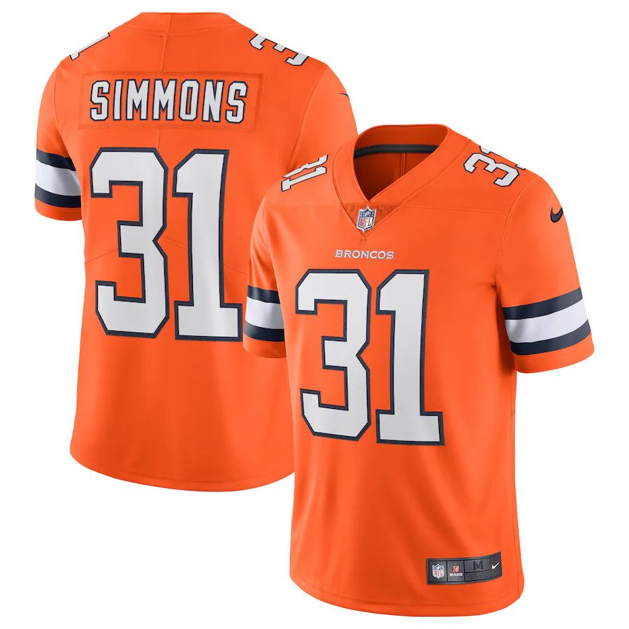 Men Denver Broncos #31 Justin Simmons Nike Orange Alternate Vapor Limited NFL Jersey